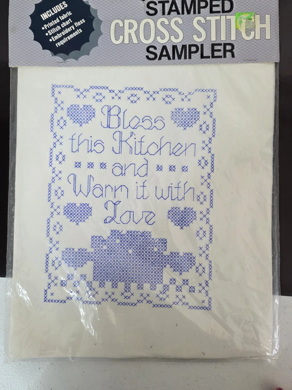 Bucilla Stamped Cross Stitch Bless This Kitchen And Warm It With Love Vintage